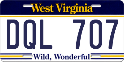 WV license plate DQL707