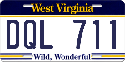 WV license plate DQL711