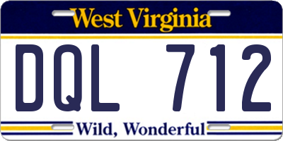 WV license plate DQL712