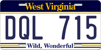 WV license plate DQL715