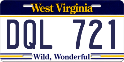 WV license plate DQL721