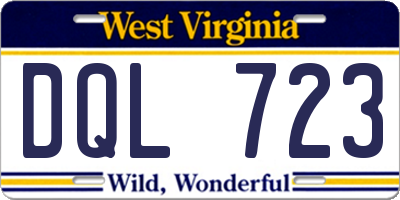 WV license plate DQL723