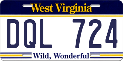 WV license plate DQL724