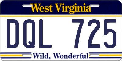 WV license plate DQL725