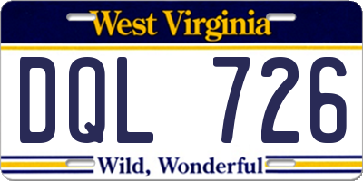 WV license plate DQL726