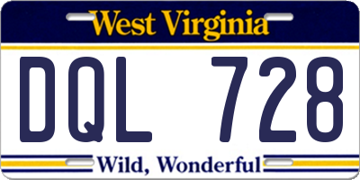 WV license plate DQL728