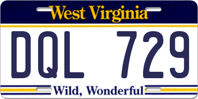 WV license plate DQL729