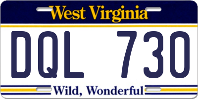 WV license plate DQL730