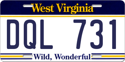 WV license plate DQL731