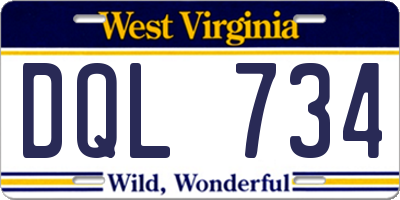WV license plate DQL734