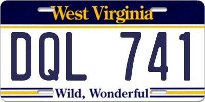 WV license plate DQL741