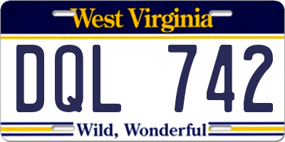 WV license plate DQL742