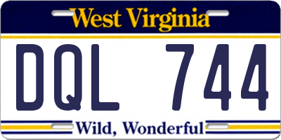 WV license plate DQL744