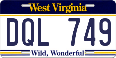 WV license plate DQL749