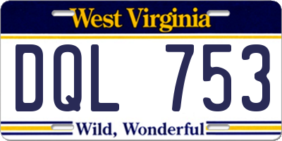 WV license plate DQL753