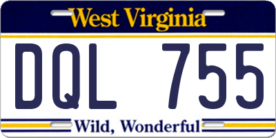 WV license plate DQL755