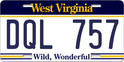 WV license plate DQL757