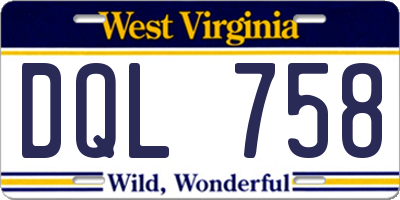 WV license plate DQL758