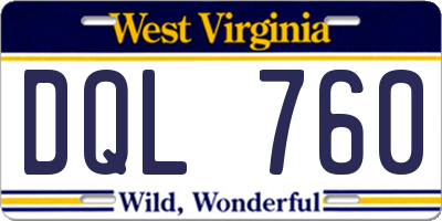 WV license plate DQL760