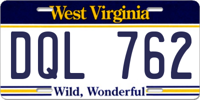 WV license plate DQL762