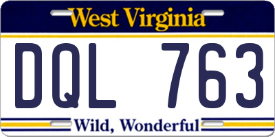 WV license plate DQL763