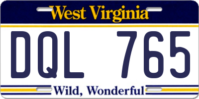 WV license plate DQL765
