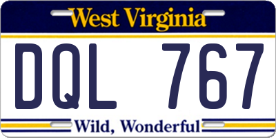 WV license plate DQL767