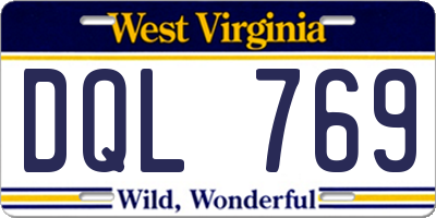 WV license plate DQL769