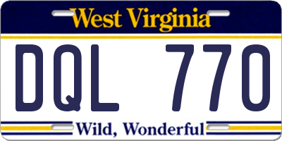 WV license plate DQL770