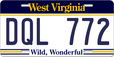 WV license plate DQL772