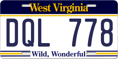 WV license plate DQL778