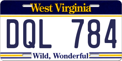 WV license plate DQL784