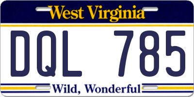 WV license plate DQL785