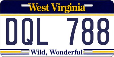 WV license plate DQL788