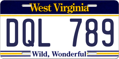 WV license plate DQL789