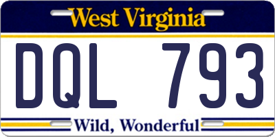 WV license plate DQL793