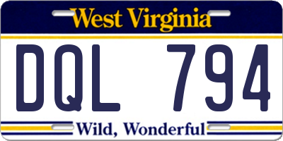 WV license plate DQL794