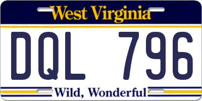WV license plate DQL796