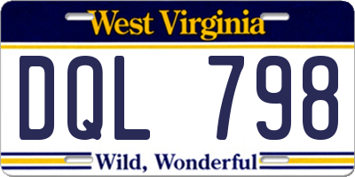 WV license plate DQL798