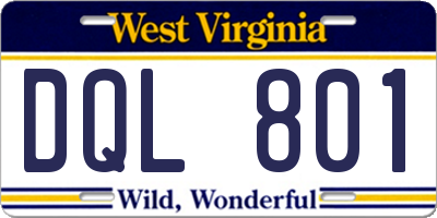 WV license plate DQL801