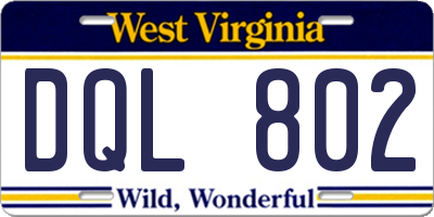 WV license plate DQL802