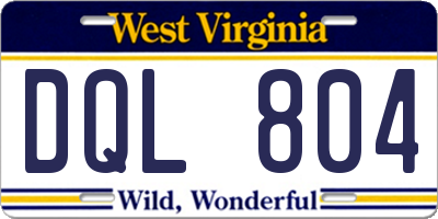 WV license plate DQL804