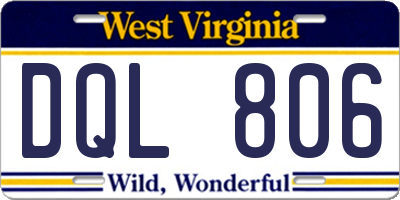 WV license plate DQL806
