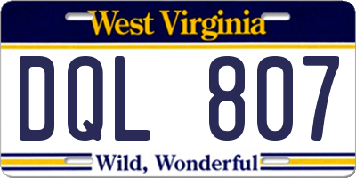 WV license plate DQL807