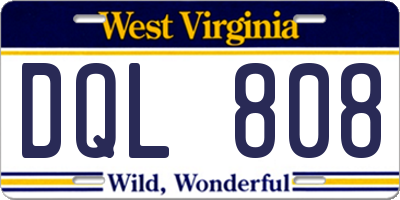 WV license plate DQL808