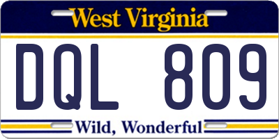 WV license plate DQL809