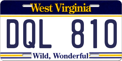 WV license plate DQL810