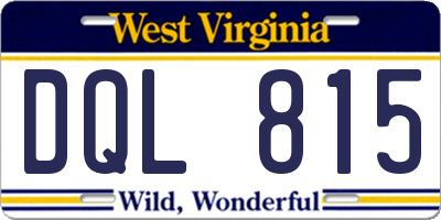 WV license plate DQL815