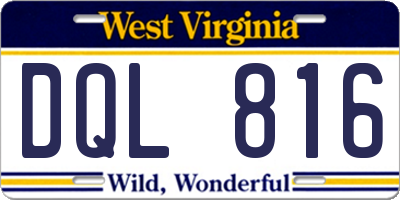 WV license plate DQL816
