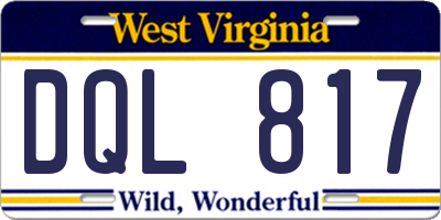 WV license plate DQL817